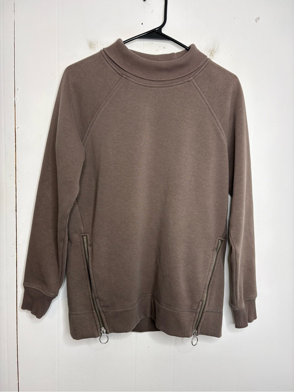Athleta Sweatshirt Womens XS Cozy Karma Side Zip Funnel Neck Plush Interior